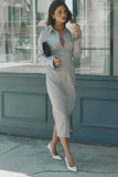 Dorian Fitted Shirt Midi Dress Charcoal Marle