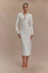 Dorian Fitted Shirt Midi Dress White