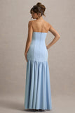 Penny Powder Blue Bandeau Drop Waist Maxi Dress
