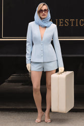 Hala Light Blue Tailored Shorts