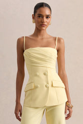 Lunivra Lemon Square Neck Tailored Top