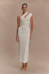 Anastasia One Shoulder Modal Midi Dress Ivory