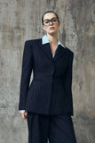Bellamy Cinched Blazer Navy Pinstripe