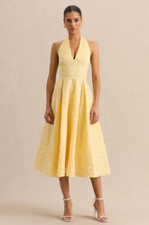 Nyomi Lemon Satin Halter Neck Midi Dress