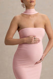 Glaze Pink High Neck Maternity Maxi Dress