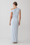 Alyn Off Shoulder Draped Maxi Dress Pale Blue