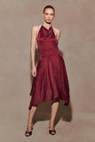 Sylvie Lurex Hankie Midi Dress Wine