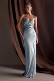 Lilly Sweetheart Satin Maxi Dress Frosted Blue