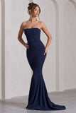 Impress Me Navy Strapless Bandeau Fishtail Maxi Dress