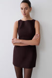Hallie Boat Neck Mini Dress Plum Pinstripe