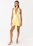 Guide You Halter Neck Mini Dress Yellow