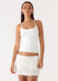 Siren Beaded Sequin Mini Skort White