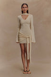 Taron Knit Mini Dress With Scarf Cream