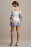 Bibi Wisteria Print Puff Sleeve Top