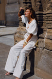 Janayia Cotton Wide Leg Pants White