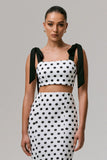 Phoebe Black White Polka Dot Crop Top With Tie Straps Tie