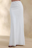 Iveta White Satin Maxi Skirt