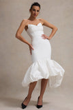 Emmelina White Corset Maxi Dress With Volume Hem
