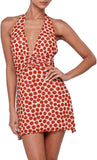 Women Polka Dot Mini Dress Halter Deep V Neck Backless Dresses Going Out Beach Vacation
