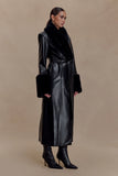 Bec Faux Leather Trench Coat With Faux Fur Black