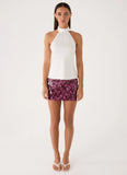 Malayah Sequin Mini Skort - Plum