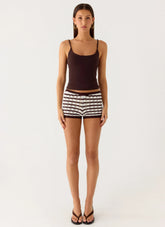 Danni Micro Shorts Chocolate Stripe