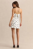 Nelly White Black Polka Dot Square Neck Mini Dress