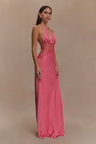 Dinah Lace And Satin Maxi Dress Blush Rose