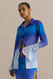Tahiti Blue Ombre Flared Sleeve Shirt