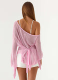 Telling Me Shimmer Knit Top Pink