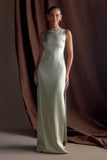 Violet Sleeveless Satin Maxi Dress Sage