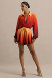 Gold Coast Ombre Satin Shorts with Draw String Detail