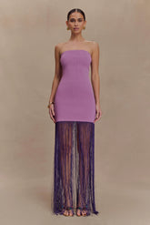 Koah Fringe Bandage Knit Maxi Dress Purple