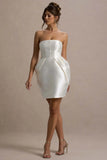 Lovebug Ivory Bandeau Mini Dress With Tulip Skirt