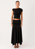 Liana Ruched Maxi Skirt Black