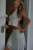 Khalea White Polka Dot Hanky Hem Midi Skirt