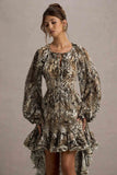 Namir Snake Print High Low Chiffon Maxi Dress