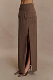 Cassie Column Maxi Skirt Cacao Brown