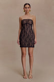 Jeannette Panelled Lace Mini Dress Black