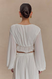 Carlie Chiffon Cross Tie Top Ivory