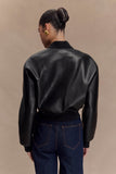 Codi Faux Leather Bomber Jacket Black