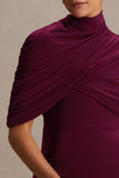 Augustina Burgundy Maternity Midi Dress With Cape
