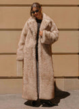 Kamil Faux Fur Maxi Coat Tan Beige