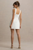 Timberly White High Neck Tailored Micro Mini Dress