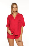 Jamey Burgundy Mini Pajama Shorts