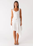 Clearwater Mist Midi Skirt White