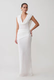 Giulia Chiffon Draped Maxi Dress White