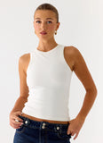 See Me Twice Ribbed Top White