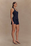 Meadow Denim Corset Halter Top Indigo Blue