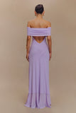 Audrey Off Shoulder Mesh Maxi Dress Lilac